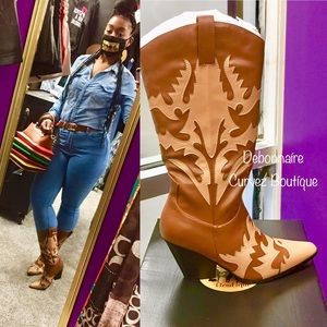 Caramel & Brown CowGirl Boots